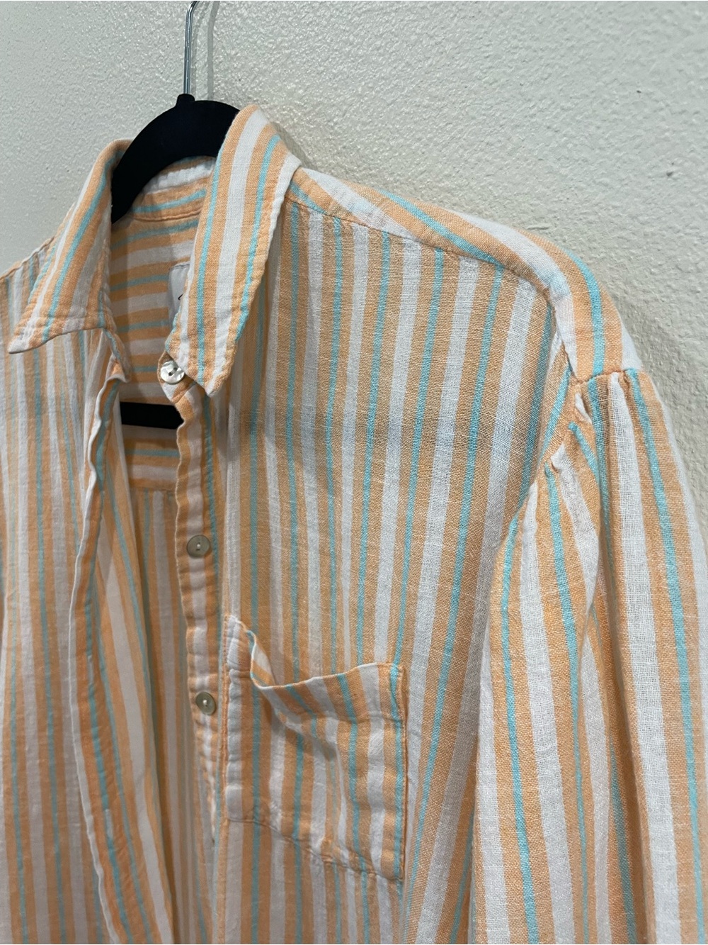 Rails Clio Linen Blend Clementine Striped Shirt - Picture 9 of 10